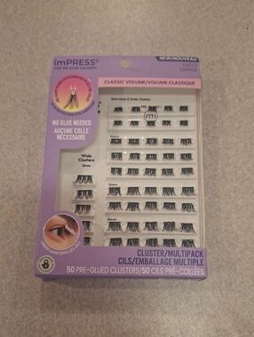 imPRESS Classic Volume Cluster False Eyelashes in Black - Pre-Glued Multipack